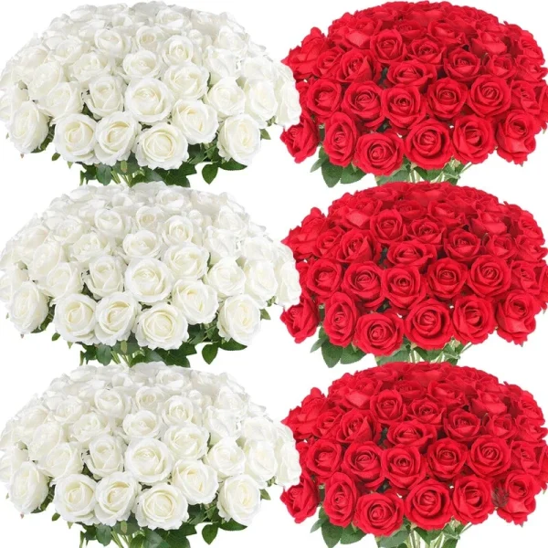 Bouquet de roses synthétiques, facile d'entretien