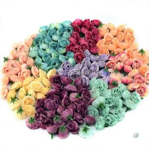 Mini roses artificielles en bouquet coloré