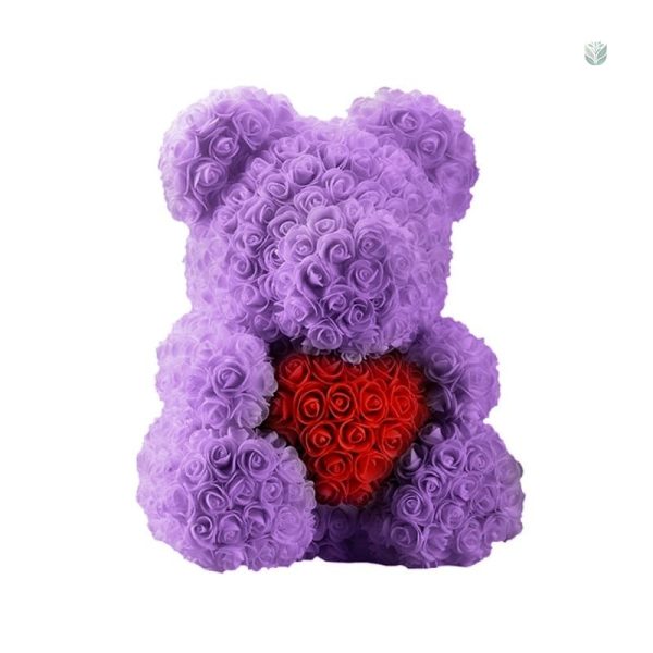 Peluche rose éternelle en forme de nounours