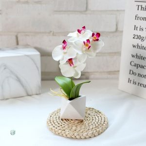 Fleur artificielle Phalaenopsis en pot décoratif