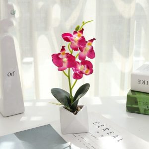 Orchidée artificielle blanche Phalaenopsis en vase