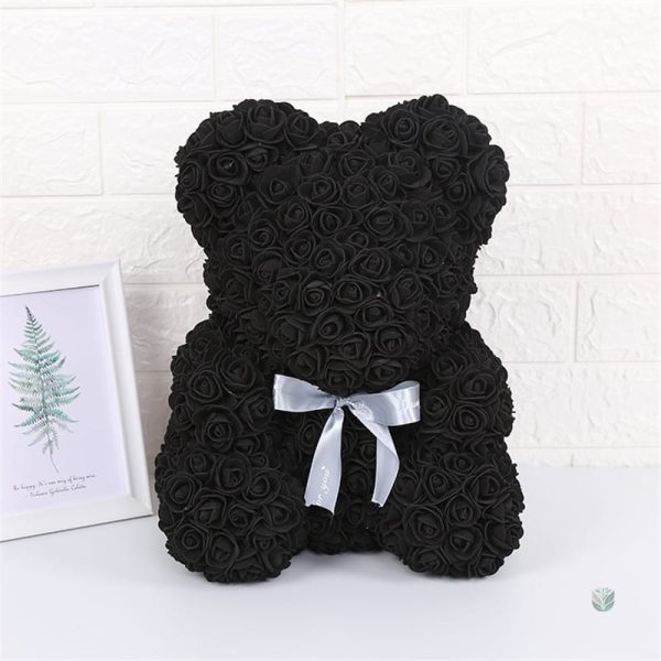 Ours en rose, peluche délicate avec rose éternelle