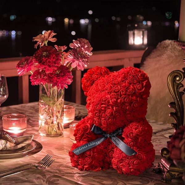 Ours en Rose, une rose éternelle en peluche douce - vue 3