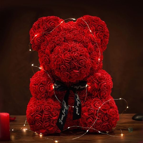 Ours en peluche, rose éternelle pour décoration