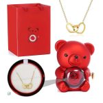 Ours Rose Éternelle avec Collier Personnalisé