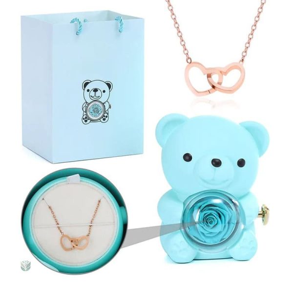 Ours en rose avec collier personnalisé