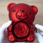 Ours rose avec collier, idée cadeau originale