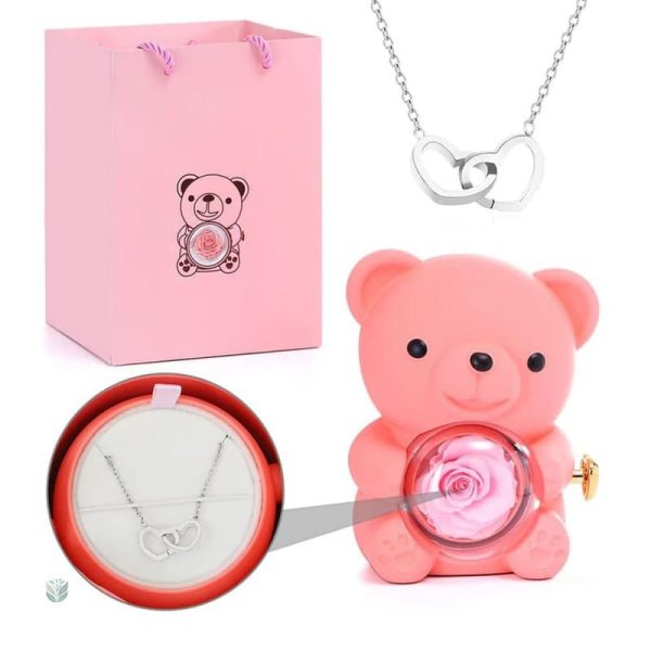 Ours rose avec collier sur mesure
