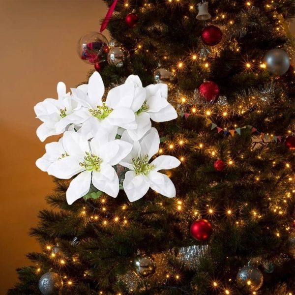 Bouquet de fleurs artificielles avec Poinsettia blanc