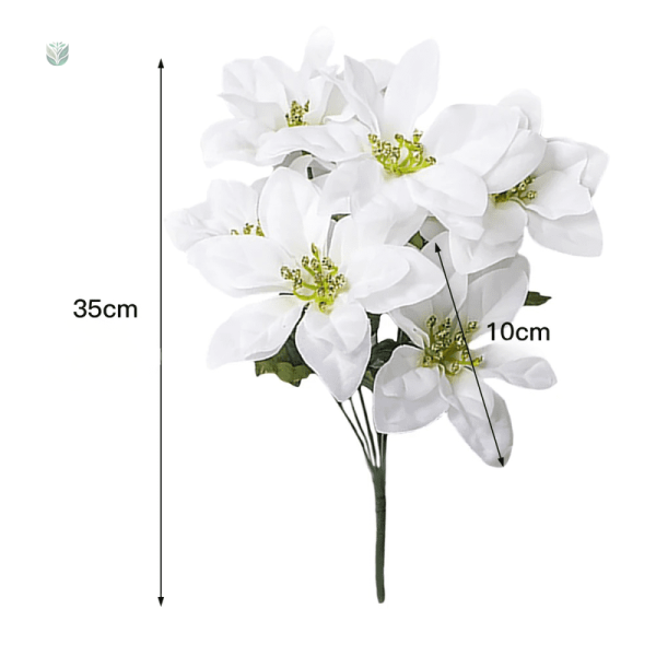 Fleurs artificielles Poinsettia blanches pour décoration intérieure