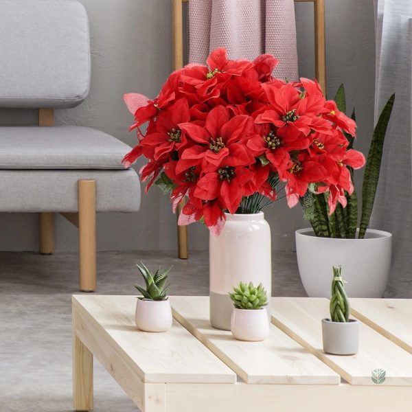 Poinsettia artificiel rouge en bouquet décoratif