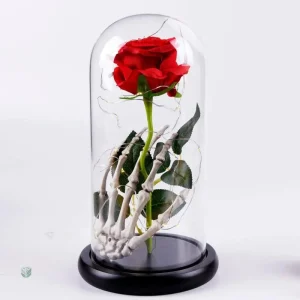 Élégante rose éternelle sous cloche pour Halloween