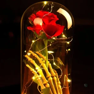 Cloche en verre avec rose éternelle pour la fête d'Halloween
