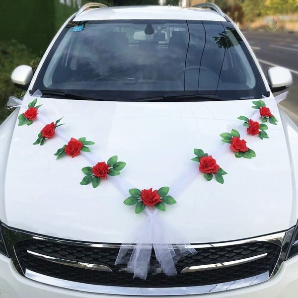 Rose pour voiture de mariage élégante et romantique
