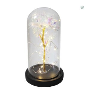 Fleur éternelle sous cloche, design galactique et coloré