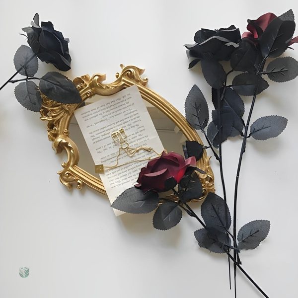 Roses noires artificielles pour décoration gothique