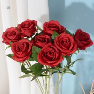 Rose Rouge Artificielle élégante pour décoration intérieure