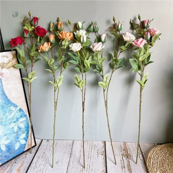 Roses artificielles avec tige pour décoration durable