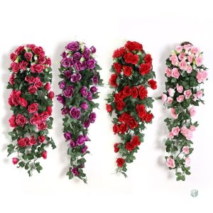 Roses artificielles tombantes pour décoration intérieure