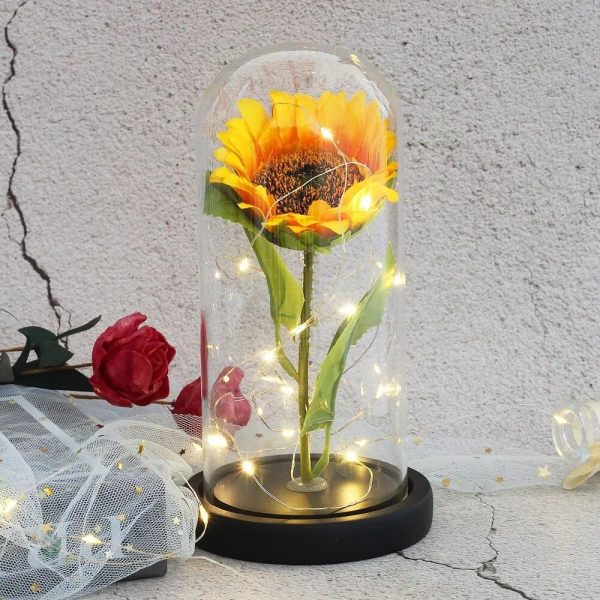 Déco florale : tournesol éternel sous cloche pour Cyber Monday